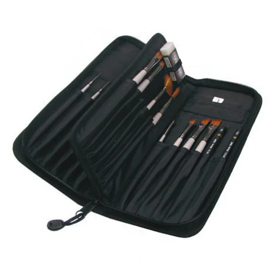 Nylon Zipper Case for Short Handle Brushes - 24 Slots, 11" x 4.5" image 0